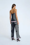 ZEN LINEAR STRAPLESS TOP - BLACK IVORY PINK