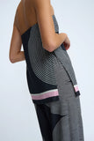 ZEN LINEAR STRAPLESS TOP - BLACK IVORY PINK