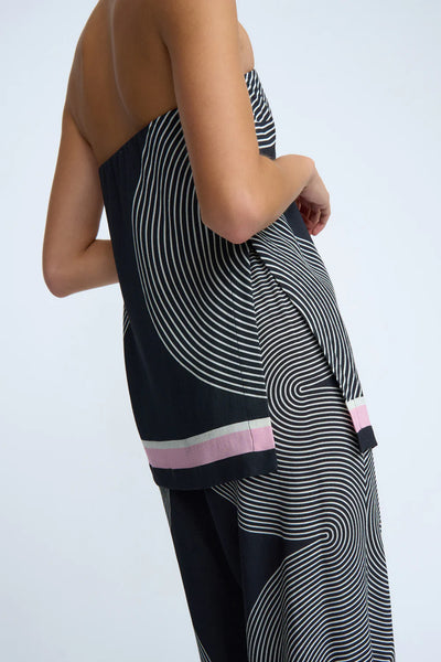 ZEN LINEAR STRAPLESS TOP - BLACK IVORY PINK