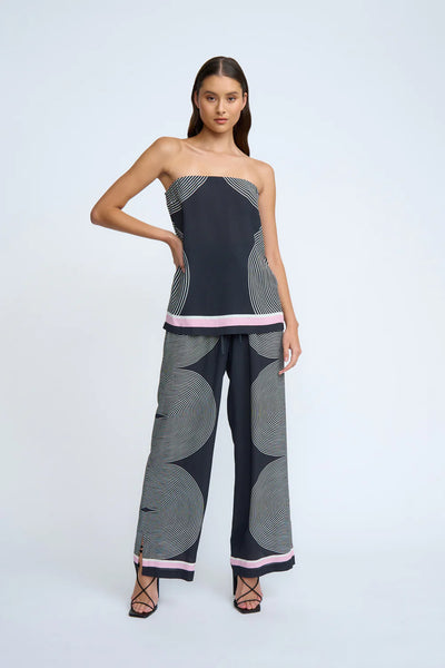 ZEN LINEAR STRAPLESS TOP - BLACK IVORY PINK
