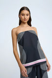 ZEN LINEAR STRAPLESS TOP - BLACK IVORY PINK