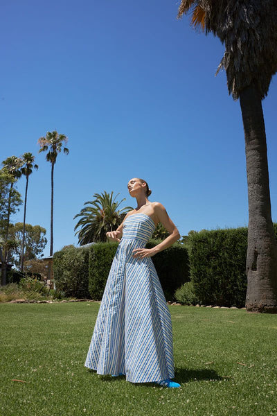 THE HAZEL DRESS IN SAPPHIRE/ANTIQUE