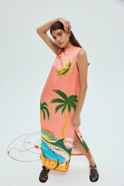 PARADISO SILK MIDI DRESS