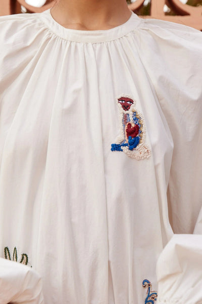 Carmine Embroidered Mini Dress