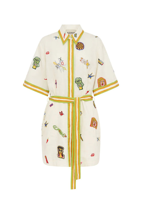 PREORDER- CHECKERS EMBROIDERED MINI DRESS
