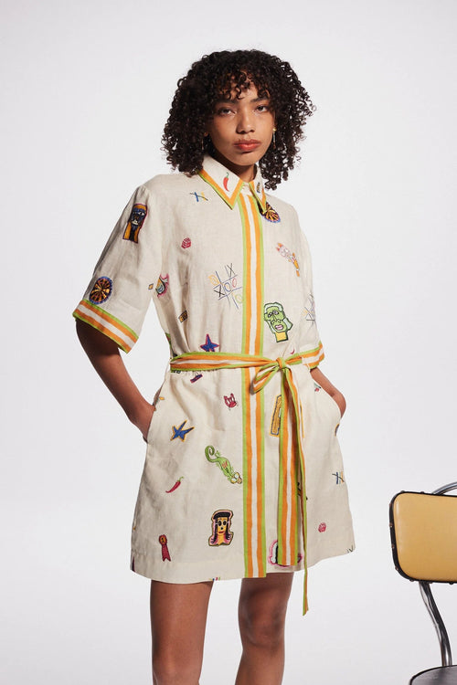 PREORDER- CHECKERS EMBROIDERED MINI DRESS