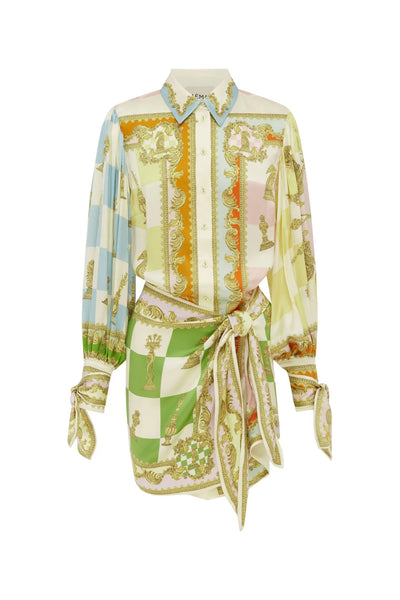 CHECKMATE SILK MINI DRESS