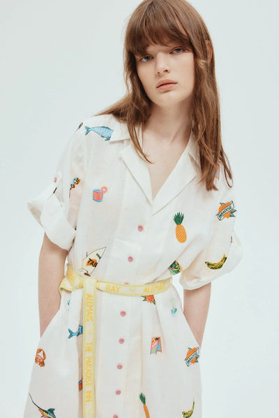 BLUE MARLIN EMBROIDERED SHIRTDRESS
