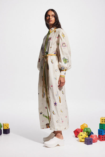 CHECKERS EMBROIDERED SHIRTDRESS