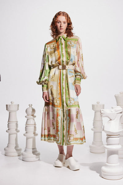 CHECKMATE SILK SHIRTDRESS