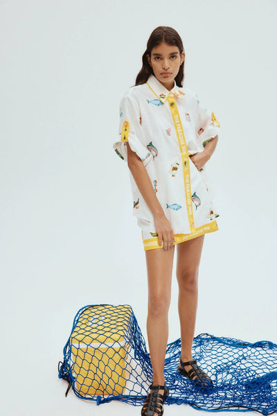 BLUE MARLIN EMBROIDERED SHIRT