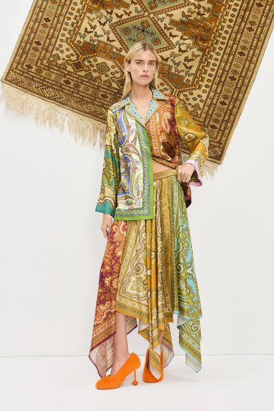 Clemenza Spliced Silk Shirt