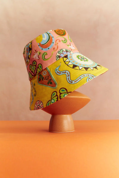 PINBALL LINEN BUCKET HAT