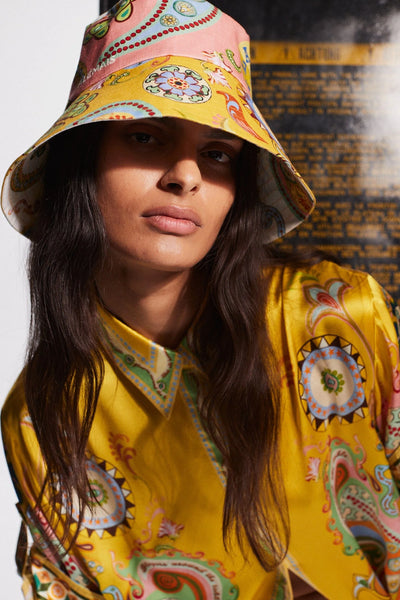 PINBALL LINEN BUCKET HAT