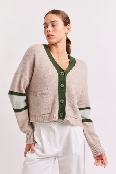 ADDISON CASHMERE CARDI IN LIGHTWEIGHT BEIGE