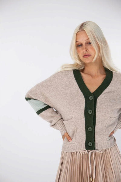 ADDISON CASHMERE CARDI IN LIGHTWEIGHT BEIGE