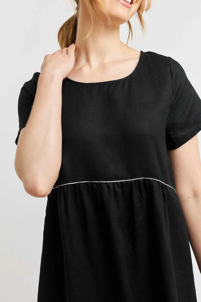 BELLE LINEN DRESS IN BLACK