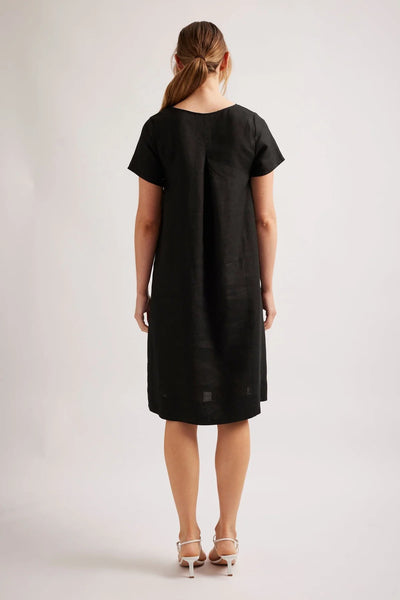 BELLE LINEN DRESS IN BLACK