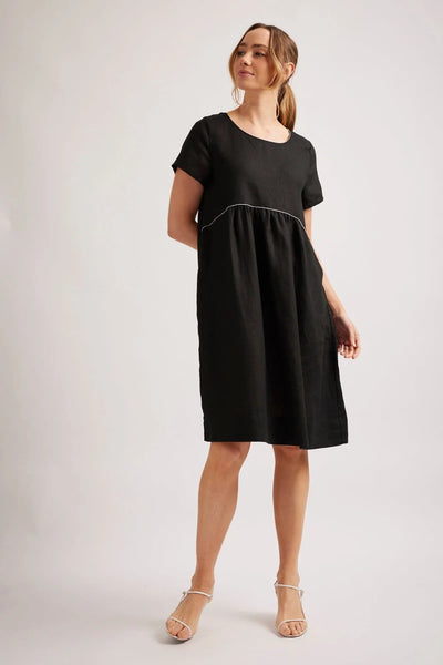 BELLE LINEN DRESS IN BLACK