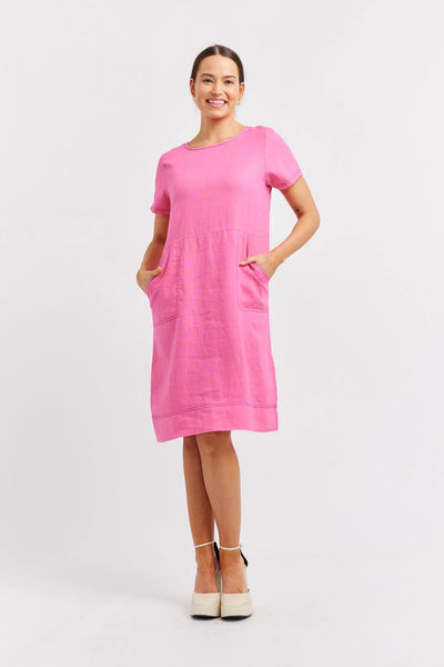 CHIARA LINEN DRESS IN LIPSTICK