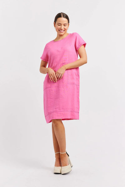 CHIARA LINEN DRESS IN LIPSTICK