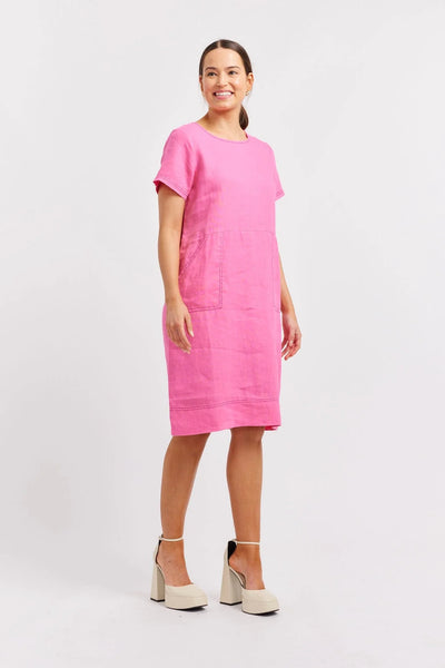 CHIARA LINEN DRESS IN LIPSTICK