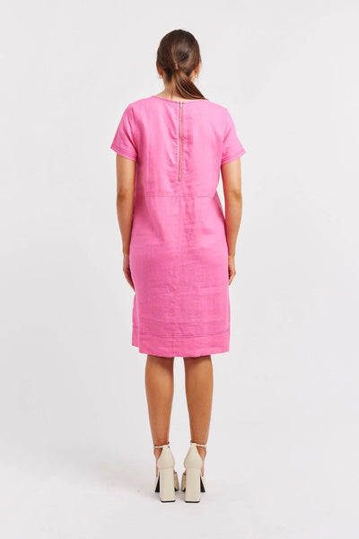CHIARA LINEN DRESS IN LIPSTICK