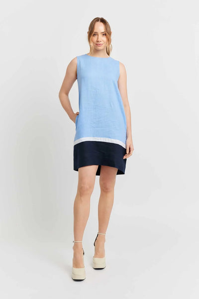 MONTI LINEN DRESS IN BLUEBELL