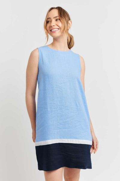 MONTI LINEN DRESS IN BLUEBELL