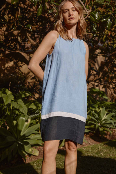 MONTI LINEN DRESS IN BLUEBELL