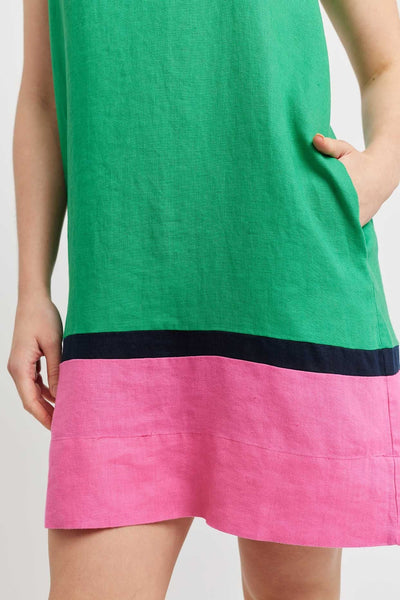 MONTI LINEN DRESS IN KELLY GREEN