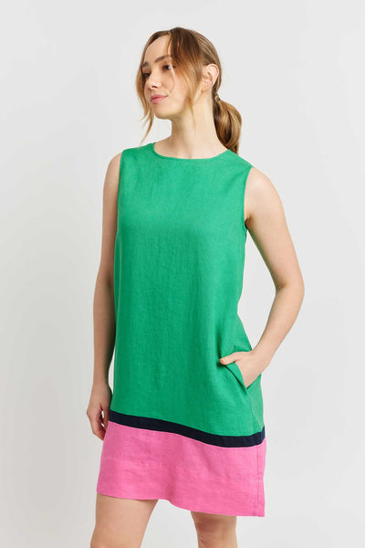 MONTI LINEN DRESS IN KELLY GREEN