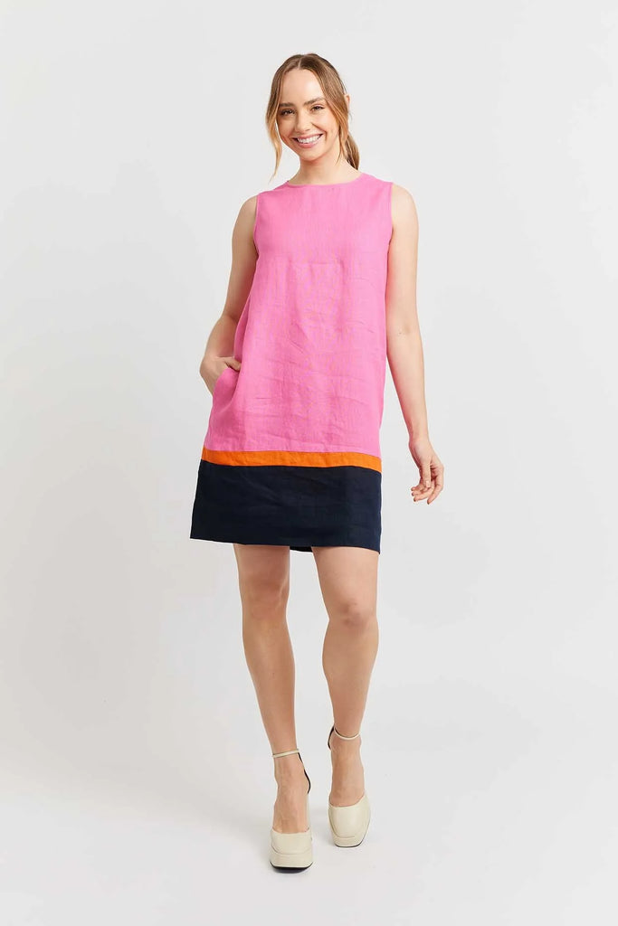 MONTI LINEN DRESS IN LIPSTICK