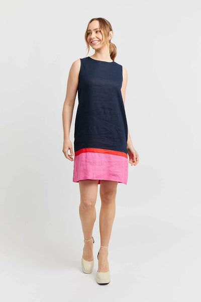 MONTI LINEN DRESS IN NAVY