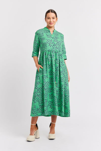 SERENA LINEN DRESS IN EMERALD MARTINI