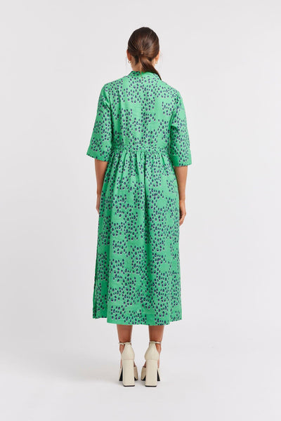 SERENA LINEN DRESS IN EMERALD MARTINI