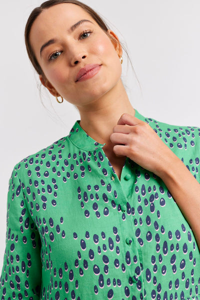 SERENA LINEN DRESS IN EMERALD MARTINI