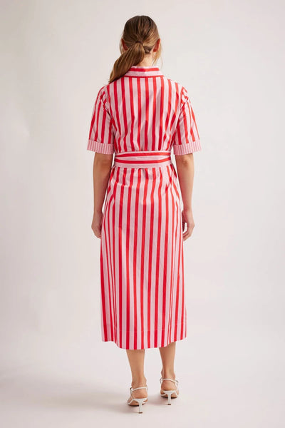 TARTUFO POPLIN DRESS IN PINK PARASOL STRIPE