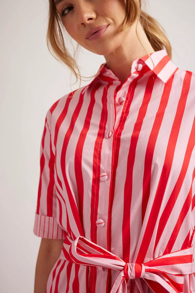 TARTUFO POPLIN DRESS IN PINK PARASOL STRIPE