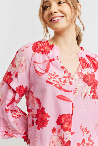 MILANA COTTON SILK TOP IN LOLLY NIGHT GARDEN