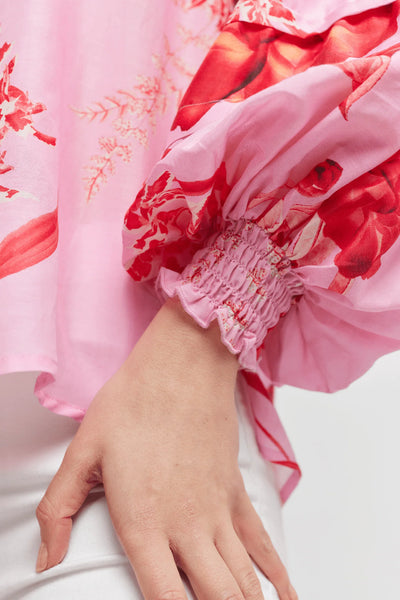 MILANA COTTON SILK TOP IN LOLLY NIGHT GARDEN