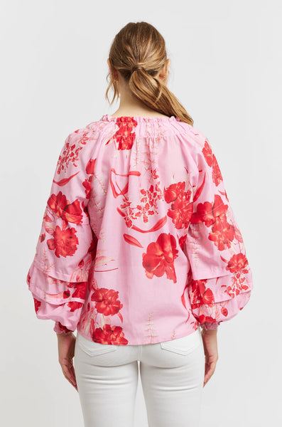 MILANA COTTON SILK TOP IN LOLLY NIGHT GARDEN