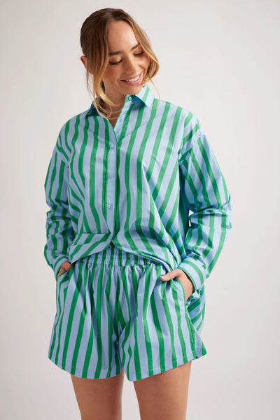 RAGAZZA POPLIN SHORT IN BLUE PARASOL STRIPE