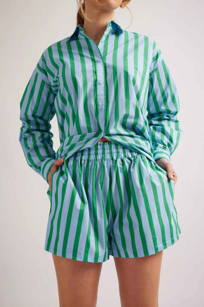 RAGAZZA POPLIN SHORT IN BLUE PARASOL STRIPE