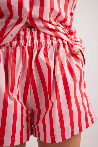 RAGAZZA POPLIN SHORT IN PINK PARASOL STRIPE