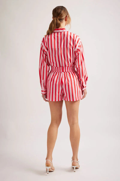 RAGAZZA POPLIN SHORT IN PINK PARASOL STRIPE