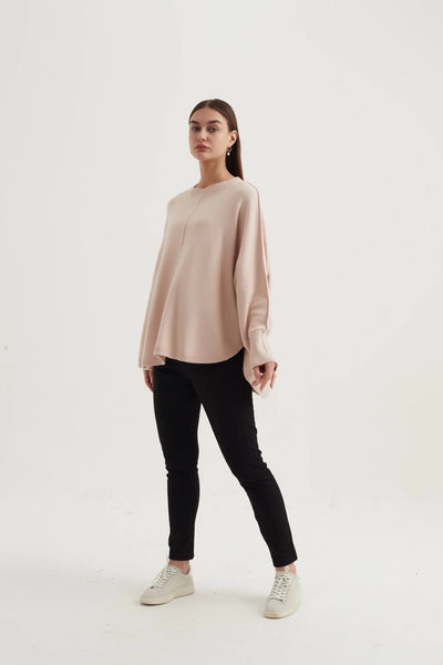 EXPOSED SEAM KNIT- CHAMPAGNE PINK