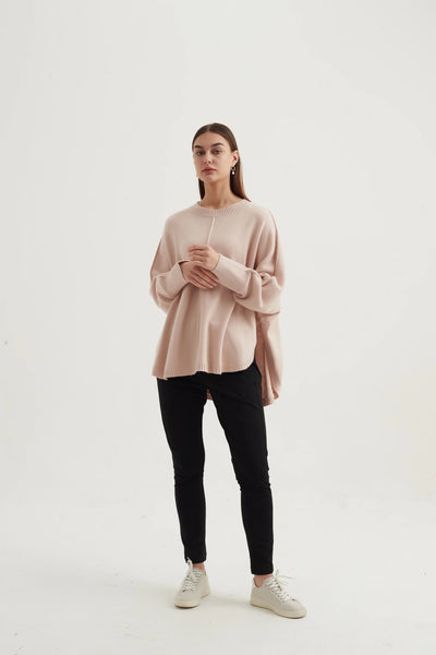EXPOSED SEAM KNIT- CHAMPAGNE PINK