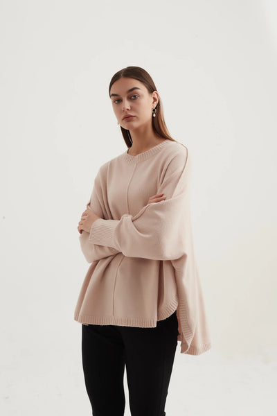 EXPOSED SEAM KNIT- CHAMPAGNE PINK