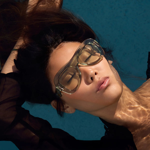 Bowery- Transparent Sage w. Gold Metal / Light Green Lens